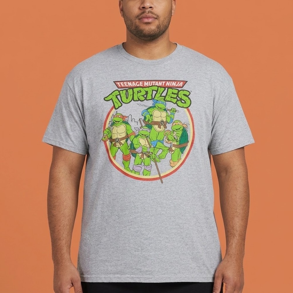 Nickelodeon TMNT Teenage Mutant Ninja Turtles Graphic T-Shirt Mens XL Grey